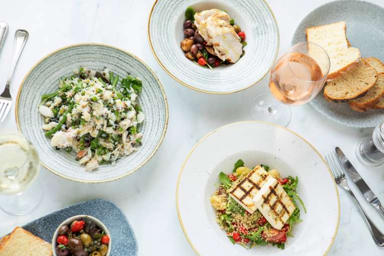 Various delicious looking restaurant dishes